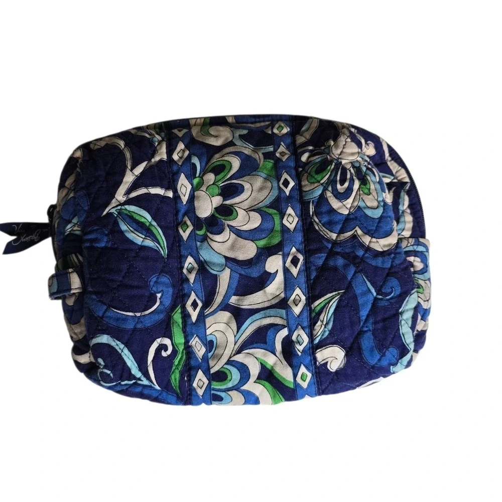 Vera Bradley Mediterranean‎ Blue Night and Day Quilted Cosmetic Makeup Bag
